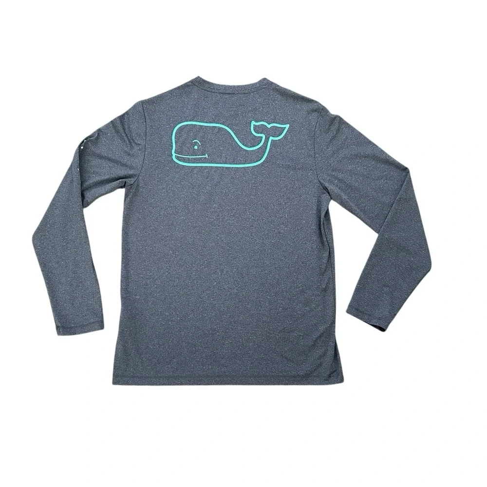 Vineyard Vines Whale Harbor Performance Tee‎ Boys Large Long Sleeve Gray Size 16